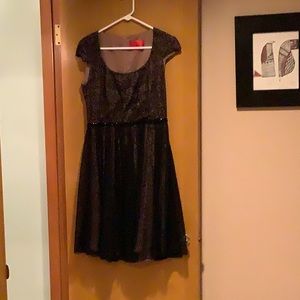 Z by Zac Posen Black and Tan A Line dress
